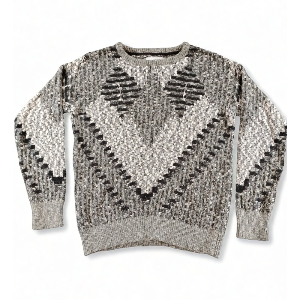 Your Neighbors Geometric Knit Sweater Pullover Crew Neck Cotton Wool Blend S